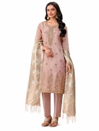 Graceful Muse Readymade Floral Butta Notch Neck Embroidered Salwar Kameez