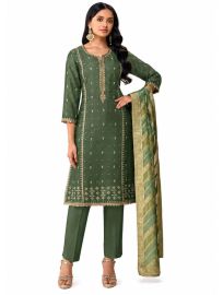 Graceful Muse Readymade Floral Butta Slit Yoke Embroidered Salwar Kameez