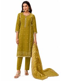 Graceful Muse Readymade Floral Butta Slit Neck Embroidered Salwar Kameez