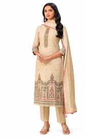 Graceful Muse Readymade Champagne Architectural Hem Embroidered Salwar Kameez