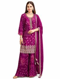 Graceful Muse Readymade Floral Geometric Round Neck Embroidered Salwar Kameez
