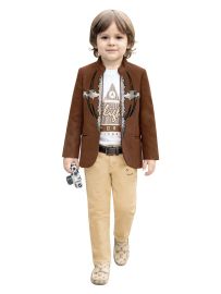 Gracecharm Boys Embellished Blazer Jacket T-Shirt and Pant 3 Piece Set