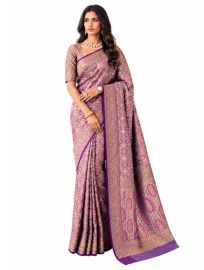 Gracecharm Mashru Kanjivaram Silk Geometric Floral Design Saree