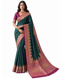 Gracecharm Katan Silk Butta with Floral Jaal Pallu Saree
