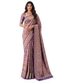 Gracecharm Mashru Kanjivaram Silk Floral Vine Square Medallion Pallu Saree