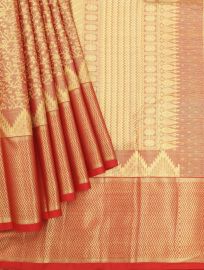 Vivaha Kanchipuram Pure Silk Floral Vine Jaal with Chevron Zari Pallu Saree