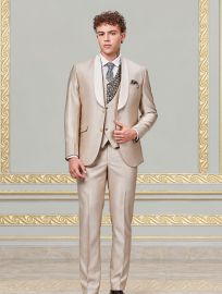 Bennevis Men’s Satin Shawl Lapel Paisley Brocade Waistcoat Tuxedo 5 Piece Suit Set