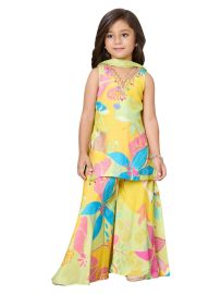 Graceful Essence Girls Abstract Floral Palazzo Set with Dupatta
