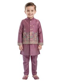 Gracecharm Boys Bird Floral Embroidered Indo Western Sherwani Set