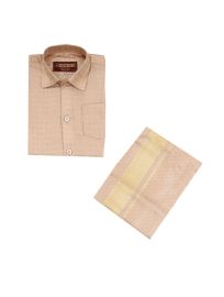 Gracecharm Boys Art Silk Half Sleeve Floral Butta Jacquard Shirt Dhoti Set