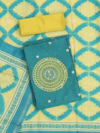 Graceful Cotton Mix Circular Geometric Embroidered Dress Material
