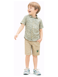 Graceful Essence Boys Trendy Cotton Printed Shirt and Shorts Set