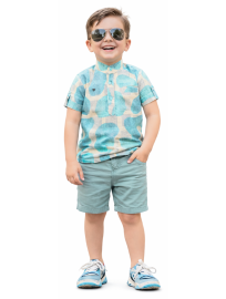 Graceful Essence Boys Trendy Cotton Printed Shirt and Shorts Set