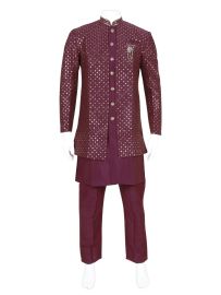 Graceful Essence Men's Cotton Embroidered with Jamiki Work Ethnic Kurta Set