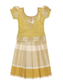 Charming Girls Readymade Stone Work Art Silk Pattu Pavadai Set