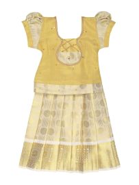 Charming Girls Readymade Stone Work Art Silk Pattu Pavadai Set