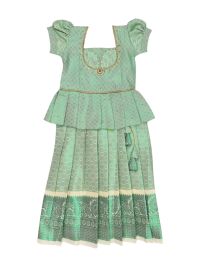 Charming Girls Readymade Stone Work Art Silk Pattu Pavadai Set