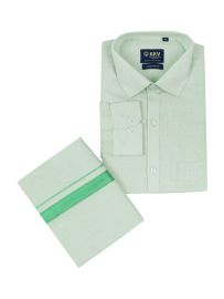 KKV Men’s Full Sleeve Tissue Cotton Readymade Shirt & Dhoti Set