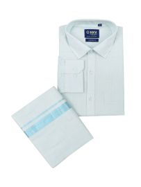 KKV Men’s Full Sleeve Tissue Cotton Readymade Shirt and Dhoti Set