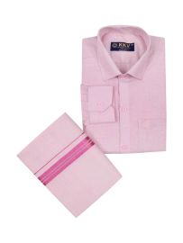KKV Men’s Full Sleeve Tissue Cotton Readymade Shirt and Dhoti Set