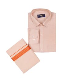 KKV Men’s Full Sleeve Tissue Cotton Readymade Shirt and Dhoti Set