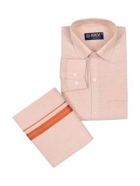KKV Men’s Full Sleeve Tissue Cotton Readymade Shirt and Dhoti Set