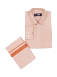 KKV Men’s Full Sleeve Tissue Cotton Readymade Shirt and Dhoti Set