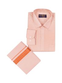 KKV Men’s Full Sleeve Tissue Cotton Readymade Shirt and Dhoti Set