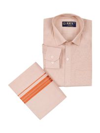 KKV Men’s Full Sleeve Tissue Cotton Readymade Shirt and Dhoti Set