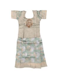 Charming Girls Readymade Banarasi Jacquard Pattu Pavadai Set