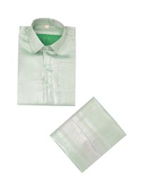 Gracecharm Boys Elegant Matching Tissue Jacquard Shirt and Dhoti Set