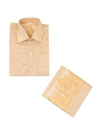 Gracecharm Boys Elegant Matching Jacquard Shirt and Dhoti Set
