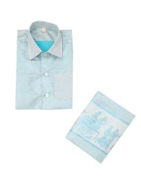 Gracecharm Boys Elegant Matching Jacquard Shirt and Dhoti Set