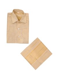 Gracecharm Boys Elegant Matching Tissue Jacquard Shirt and Dhoti Set