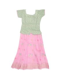 Charming Girls Readymade Art Silk Pattu Pavadai Set
