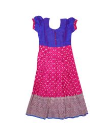 Charming Girls Banarasi Readymade Long Frock – Festive Elegance