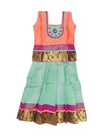 Charming Girls Readymade Stone Work Art Silk Pattu Pavadai Set