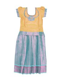 Charming Girls Readymade Stone Work Art Silk Pattu Pavadai Set