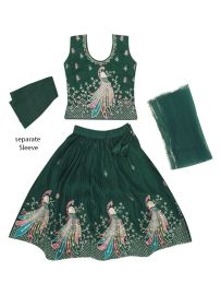 Gracecharm Emerald Glow Dupion Embroidered Readymade Girls Choli