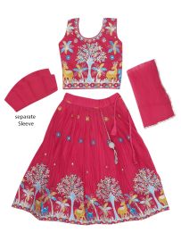 Gracecharm Emerald Glow Dupion Embroidered Readymade Girls Choli