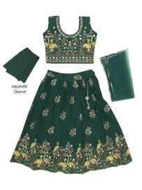 Gracecharm Emerald Glow Dupion Embroidered Readymade Girls Choli