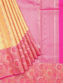 Vivaha Pure Silk Bridal Kanchipuram Geometric Diamond Design Contrast Zari Border Saree