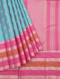 Vivaha Pure Silk Bridal Kanchipuram Striped and Butta Design Contrast Border Saree