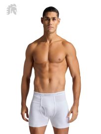 Warior Men's White 100% Organic Cotton Outer Elastic Boxer Brief