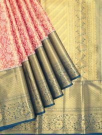 Vivaha Tissue Silk Wedding Kanchipuram Floral Jaal Diagonal Zari Pallu Saree