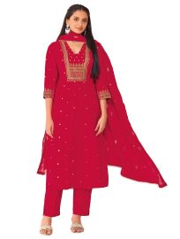 Graceful Muse Readymade Floral Butta V-Neck Embroidered Salwar Kameez