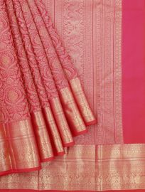 Vivaha Kanchipuram Pure Silk Floral Jaal with Diamond Brocade Pallu Saree