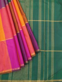 Vivaha Arani Pure Silk Multicolour Checks with Contrast Pallu Saree