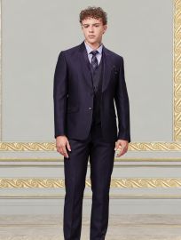 Bennevis Men’s Satin Peak Lapel Floral Patterned Waistcoat Tuxedo 5 Piece Suit Set