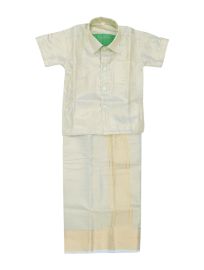 Gracecharm Boys Elegant Matching Jacquard Shirt and Dhoti Set